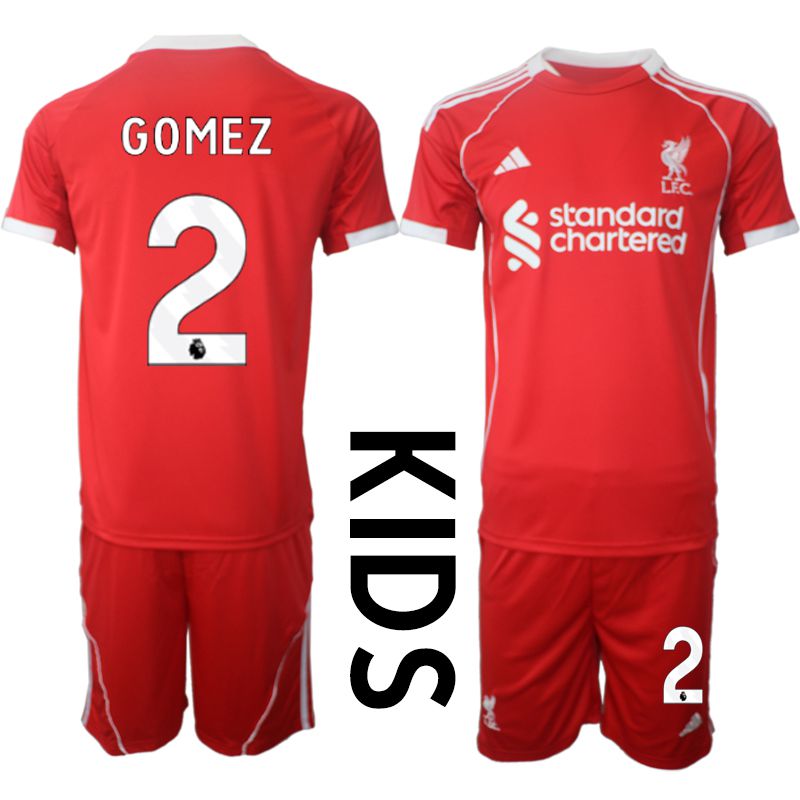 Youth 2025-2026 Season Club Liverpool home red #2 Soccer Jersey